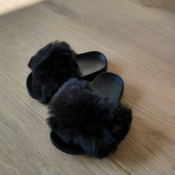 Fluffy Slippers Black