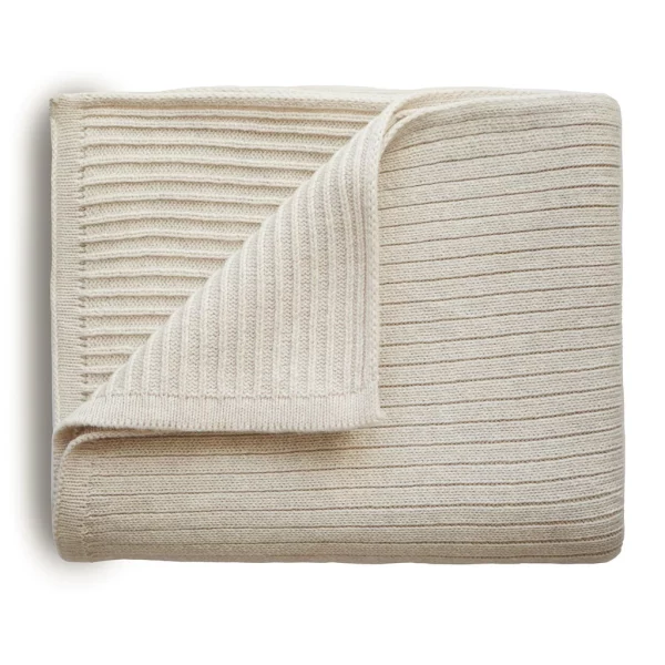 Knitted Blanket Ribbed Beige - Mushie