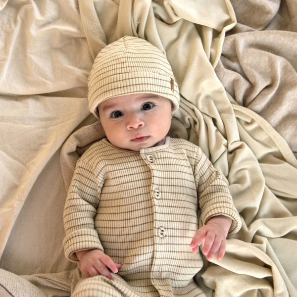 Rib Onesie Biscuit Stripe - Nixnut